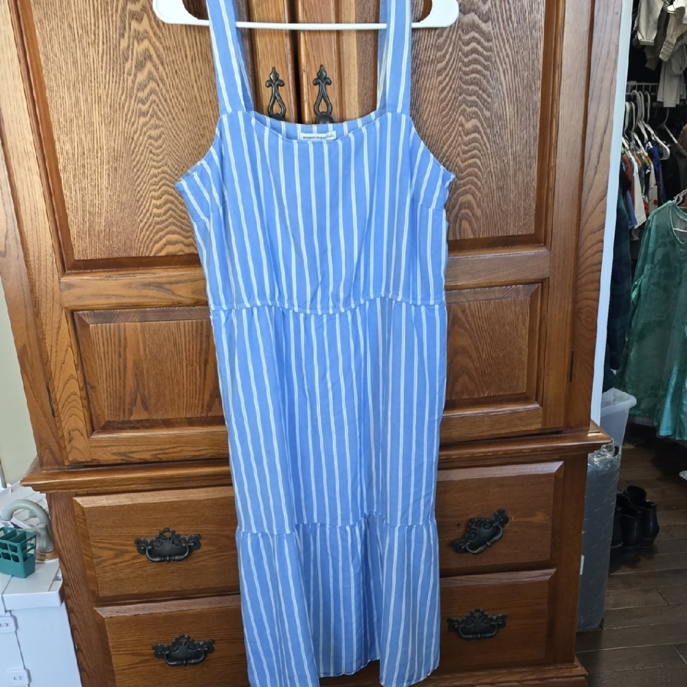 Amazon Essentials Blue and Cream Striped Top